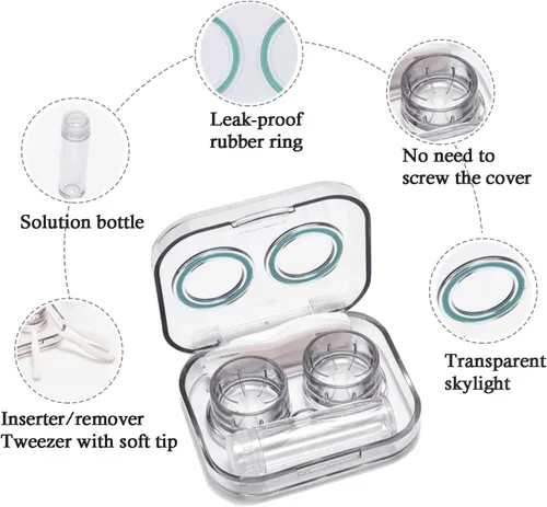 Miniatura 3 de Estuche para lentes de contacto, tamaño de viaje, tapa abatible, kit de herramientas de extracción de aplicador de lentes de contacto