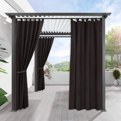 Miniatura 34 de RYB HOME - Cortinas opacas para interior y exterior, cortinas para patio o terraza, cortinas exteriores con pestaña Crema Beige