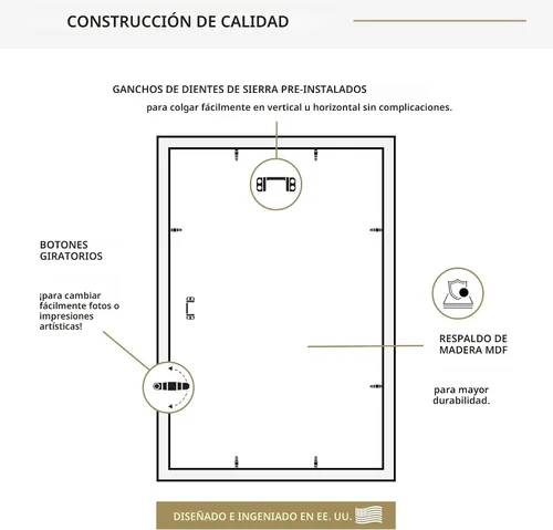 Miniatura 7 de MCS Studio Gallery - Marco para póster de 16 x 24 pulgadas de madera diseñada con veta negra, colgado vertical y horizontal en pared, marco grande