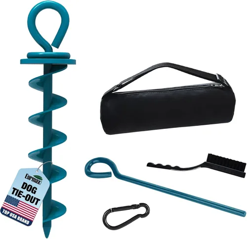 Eurmax USA Estaca de amarre resistente para perros grandes de hasta 210 libras, estacas para perros para exteriores, anclaje de suelo para correa de