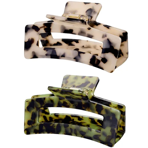 Miniatura 14 de Pinzas para el cabello de 3 pulgadas, diseño francés, pinza rectangular para el cabello para mujeres, damas y madres (paquete de 2)