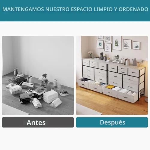 Miniatura 7 de LUMTOK Cómoda de 10 cajones, cajones de cómoda de almacenamiento de tela para dormitorio, pasillo, guardería, armarios, marco de acero, parte 10