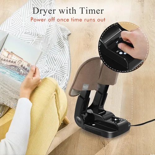 Miniatura 4 de Secador de botas con temporizador, calentador de calor para botas de trabajo, guantes, pies sudorosos, tenis, secadora portátil con estante plegable