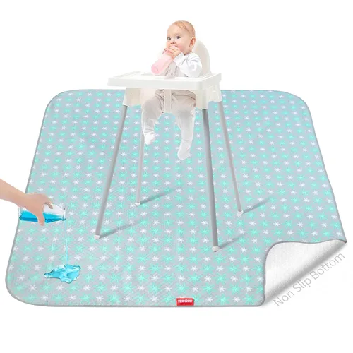 Miniatura 15 de Tapete antisalpicaduras para debajo de la silla alta, antideslizante, impermeable, tapetes de piso para la hora de comer, lavables, portátiles, Gris