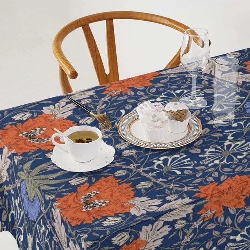 Miniatura 326 de Mantel Floral Retro de Pájaros, Diseño Original Bohemio William Morris Estampado Cubierta de Mesa para Hogar Picnic Fiesta Comedor Cocina William