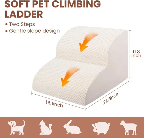 Miniatura 3 de Escaleras para perros pequeños, rampa de espuma de alta densidad para perros, escalones extra anchos antideslizantes para camas altas o sofá