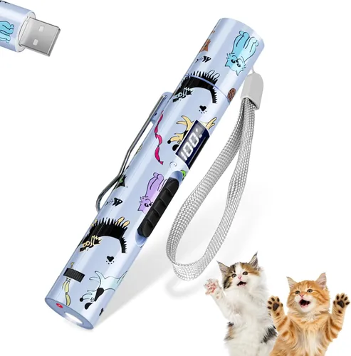 Miniatura 10 de TBTeek Juguetes para gatos, recargables, 3 modos de luz y 5 patrones ajustables, juguete portátil interactivo para gatitos, perros, gatos, ratón