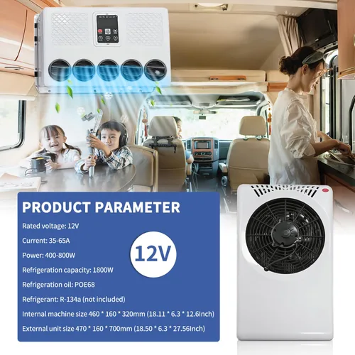 Miniatura 4 de 12 volt Aire acondicionado para camión eléctrico con unidad de aire acondicionado dividida de estacionamiento 12V 8000BTU para furgoneta camper