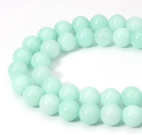 Miniatura 32 de 60 cuentas de 15⁄64 pulgadas (6 mm) de piedra natural de jade verde birmano con cuentas de piedra preciosa de jade para sanación de energía. Cuentas