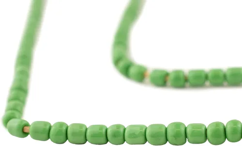 The Bead Chest Cuentas de vidrio verde de Ghana (2 hebras), cuentas de vidrio de Ghana