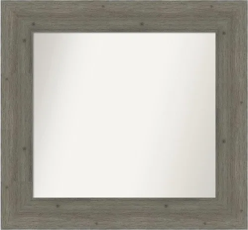 Miniatura 27 de Amanti Art Espejo de baño gris para sobre el fregadero, 27 x 27 pulgadas, espejo de tocador cuadrado gris, marco de madera rústica de campo medio