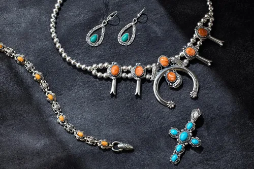 Miniatura 55 de American West Jewelry Pulsera de plata de ley con piedras preciosas de eslabones de concha, tallas pequeñas a grandes
