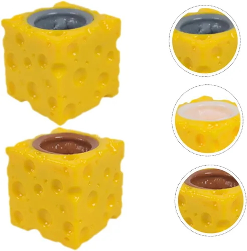 Miniatura 6 de FRCOLOR 2pcs queso ratón Squeeze Stress Relief broma para niños descompresión creativa Squishy ratones color aleatorio