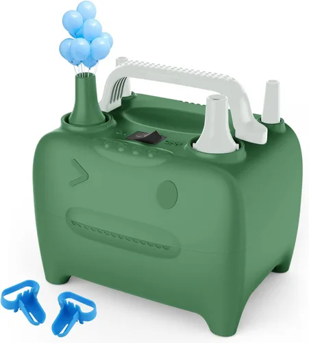 OWill Balloon Pump Electric, Balloon Inflator Electric Air Pump, Portable Dual Nozzle Balloons Air Pump Electric 600W Blow Machine for Party Verde