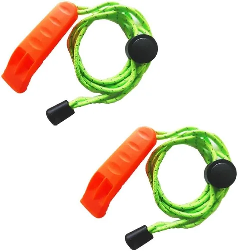 Miniatura 5 de Silbato de emergencia con cordón de seguridad, silbato de campamento, senderismo, señal de rescate Negro naranja