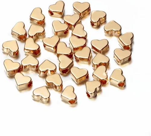 Miniatura 12 de 200 cuentas espaciadoras en forma de corazón, cuentas espaciadoras de agujeros pequeños, cuentas sueltas de metal para hacer pulseras, collares