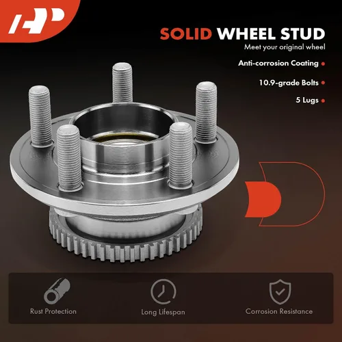 Miniatura 5 de A-Premium 2 rodamientos de rueda delantera y conjunto de cubo con anillo ABS y 5 lengüetas compatibles con Ford Mustang 2015-2021