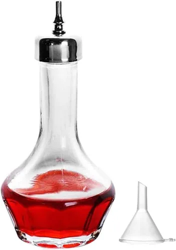 Bitters Bottle - Botella de vidrio de 1.7 fl oz con tapa de acero inoxidable, herramienta de barra profesional para hacer cócteles (plateado)