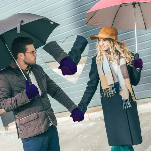 Miniatura 6 de SATINIOR 4 pares de guantes suaves de invierno para esquí, guantes térmicos de forro polar para hombres y mujeres, regalos del día de San Valentín