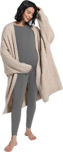 Miniatura 6 de Foucome Conjunto de ropa interior térmica de maternidad, conjunto de pijama largo con forro polar para mujeres embarazadas