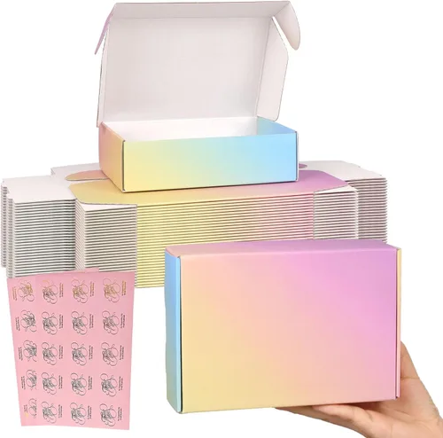 Miniatura 21 de Cajas de envío pequeñas, 6x4x2 pulgadas, paquete de 15 cajas de embalaje de cartón coloridas, cajas de correo para embalaje de pequeñas empresas