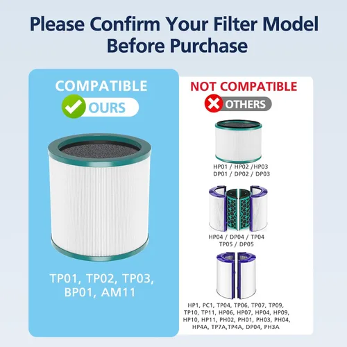 Miniatura 3 de TP01 Filtro de aire de repuesto HEPA compatible con los modelos Dyson Tower Purifier Pure Cool Link TP01, TP02, TP03, AM11, BP01, pieza de repuesto