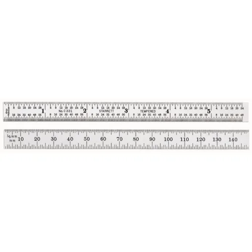 Miniatura 24 de Starrett Regla de acero totalmente flexible con acabado cromado satinado, lectura rápida y graduación en pulgadas, graduación 3R, 6 pulgadas