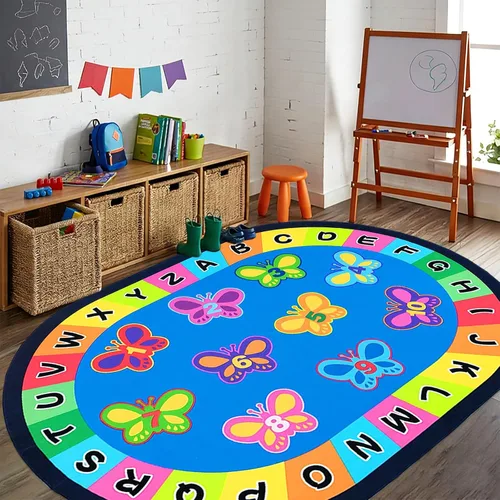 Miniatura 29 de USTIDE Alfombra ovalada para niños, 5 x 7 pulgadas, con letras del alfabeto ABC, alfombra educativa antideslizante, alfombra de juego para el aula