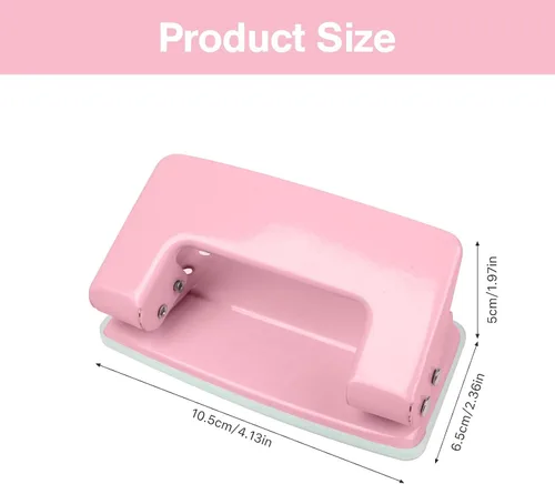 Miniatura 7 de Perforadora de 2 agujeros, perforadora para manualidades, herramienta de perforación de doble agujero, perforadora manual de hojas sueltas, Rosa