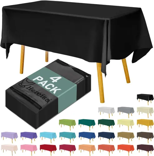 Miniatura 28 de Paquete de 3 manteles de plástico desechables de 54 x 108 pulgadas, manteles de color blanco hueso, manteles de fiesta nupcial para fiestas