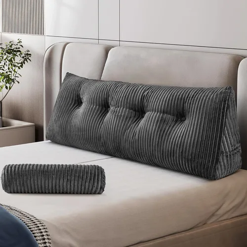 Miniatura 11 de Z-hom Almohada de cuña grande para cabecero, almohada triangular para cabecero tamaño king, almohada de lectura para cama con una almohada enrollada