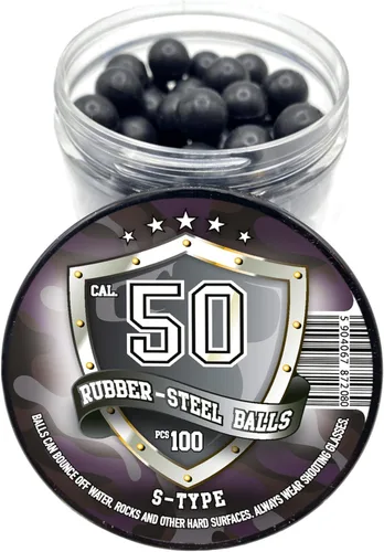 Miniatura 4 de 100 unidades en calibre 50 bolas de acero de goma dura de alta calidad, 0.10 oz, proyectiles reutilizables pesados, bolas de pintura, defensa