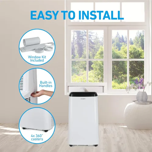 Miniatura 5 de Coby CBPAC815H Unidad de CA 4 en 1, calentador, deshumidificador y ventilador, 12,000 BTU Aire acondicionado portátil, blanco