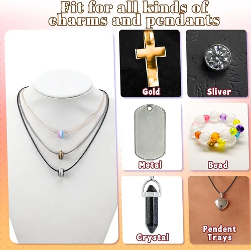 Miniatura 7 de Tudomro 100 piezas de collar de cuero encerado a granel con cierre, collar, pulsera, cadenas, cuerda para hacer joyas, colgantes