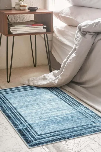 Miniatura 91 de Alfombra de pasillo moderna abstracta Lahome, alfombra lavable turquesa de 2 x 6 pulgadas para entrada, alfombra antideslizante de bajo pelo