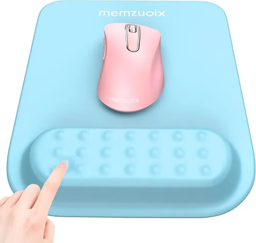 Miniatura 11 de memzuoix Cyan - Alfombrilla de mouse ergonómica con soporte para reposamuñecas, amortiguación de espuma viscoelástica de alta calidad para aliviar