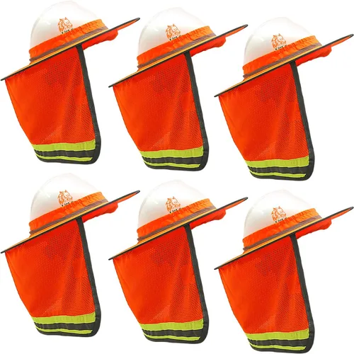 Miniatura 15 de WOLF Industrial Products Sombrero Duro de Alta Visibilidad Naranja Reflectante de Ala Completa con Visera de Malla y Protección para el Cuello