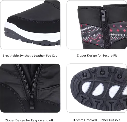 Miniatura 5 de Botas de nieve para mujer, doble invierno, impermeables, forradas con piel, cálidas, antideslizantes