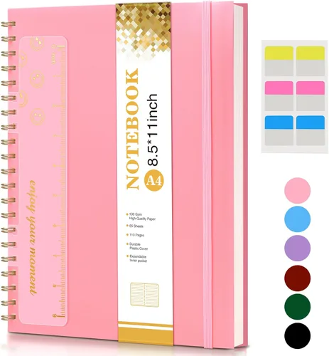 Miniatura 28 de Lined Spiral Notebook Journal 8.5” x 11”, A4 Large Notebooks for Women Men, College Ruled Journal, 100 GSM Paper, Plastic Hardcover Spiral Bound