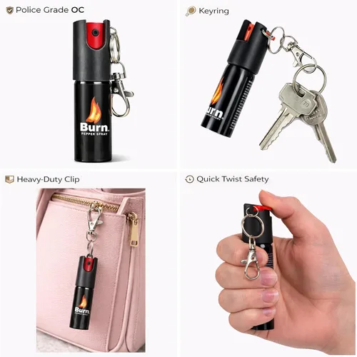 Miniatura 7 de Alarma de seguridad personal de policía y BURN Pepper Spray Combo de autodefensa para mujeres y hombres – Sirena fuerte de 135 db con gas pimienta