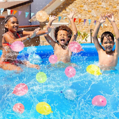 Miniatura 7 de Paquete de 500 globos de agua de colores con fácil amarre en el cuello, largo para juegos y peleas por Hibery, Pack of 500