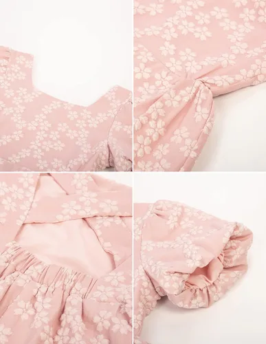 Miniatura 5 de GRACE KARIN Vestido de manga abombada para niñas de 6 a 12 años con cuello redondo y espalda cruzada