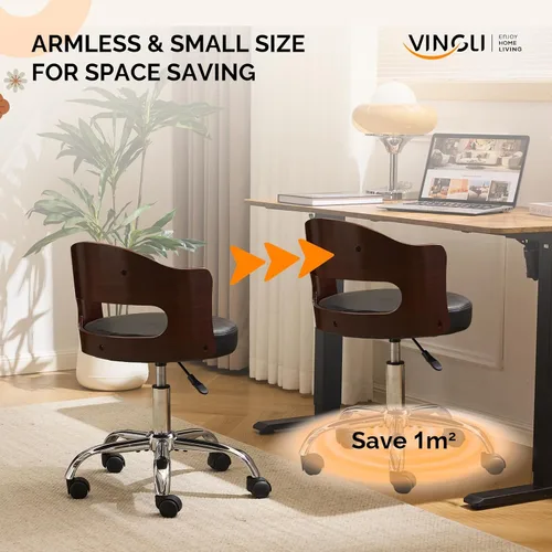Miniatura 4 de VINGLI Silla de Escritorio de Oficina en Casa sin Brazos, Silla Giratoria Ajustable, de Doble Uso con/sin Ruedas, Pequeña Silla de Trabajo Curvada