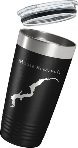 Miniatura 3 de Moore Reservoir Tumbler Lake Map Travel Mug Insulated Laser Engraved Coffee Cup New Hampshire Vermont 20 oz Black