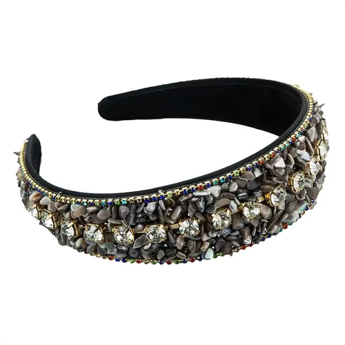 Miniatura 23 de Diademas turquesa para mujeres y niñas, banda ancha antideslizante para la cabeza, bandas para la cabeza con nudo superior, diadema de perlas de Azul