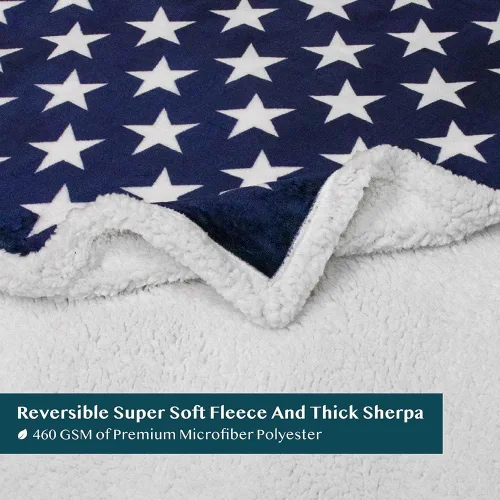 Miniatura 5 de Pavilia Manta Patriótica – Manta Decorativa de Bandera Americana para Sofá, Sillón, Cama, Forro Polar Sherpa de Microfibra Suave Reversible, Regalo