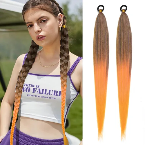 Miniatura 34 de Extensión de cabello sintético suave y natural para mujer, 34 pulgadas, 4.63 onzas, color rosa