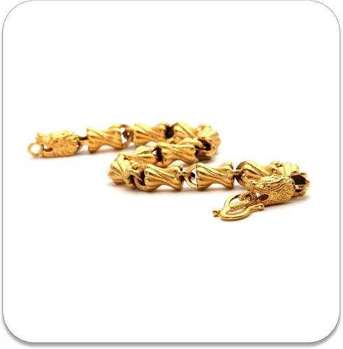Miniatura 4 de Pulsera chapada en oro de 18 quilates con cabeza de dragón, pulsera de eslabones de chorro de arena, Metal, Sin gemas.