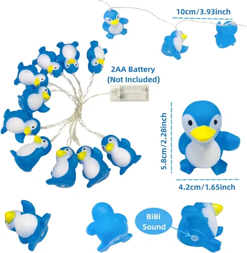 Miniatura 3 de Guirnalda de luces con forma de pingüino con forma de animal, funciona con pilas, luz nocturna de pingüino para decoración del hogar, fiesta, niños