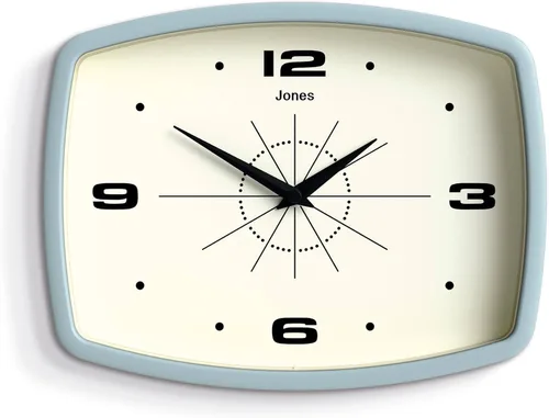 Miniatura 17 de JONES CLOCKS® Reloj de pared de película Reloj retro rectangular 10 pulgadas Naranja Aspecto de diseñador fresco de mediados de siglo